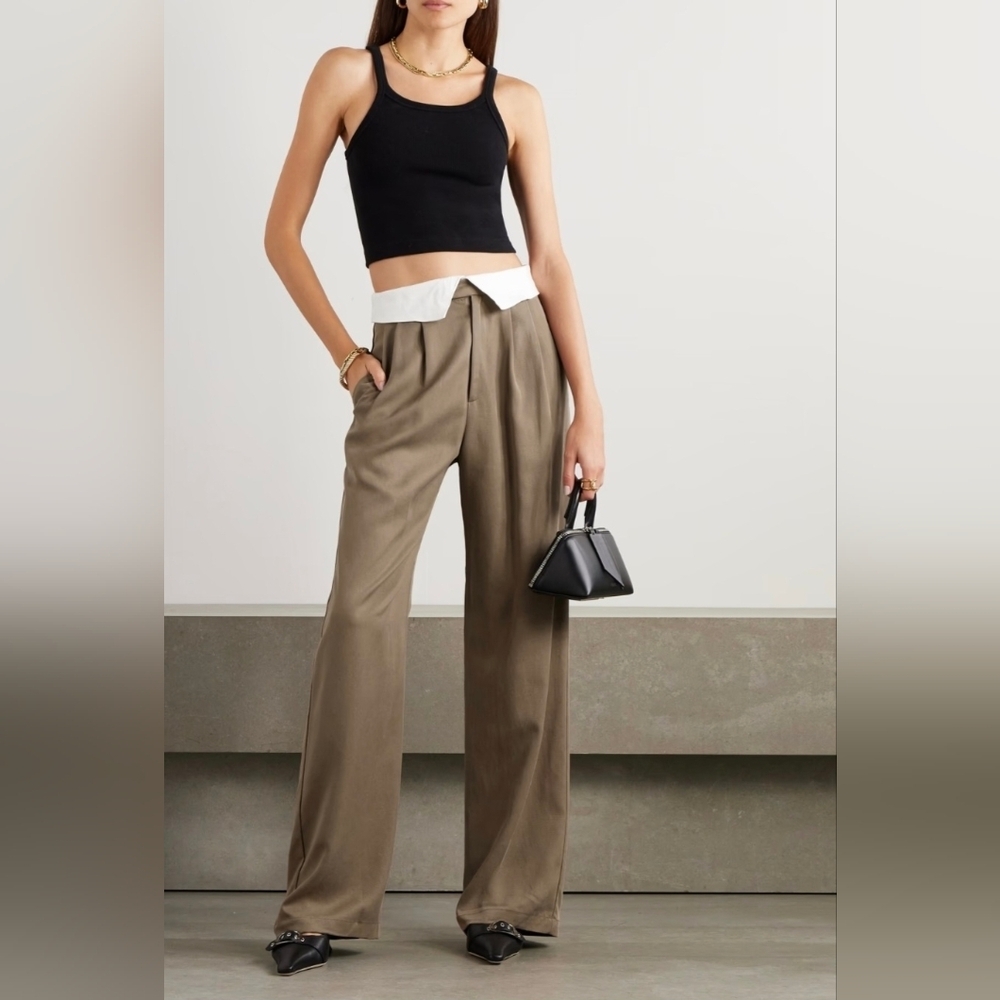 Reformation Stevie Pleated Tencel Lyocell Wide Leg Pants